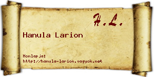 Hanula Larion névjegykártya
